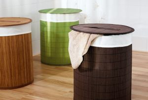 Καλάθι για πλυντήριο στο μπάνιο (53 φωτογραφίες): πρακτική διακόσμηση του εσωτερικού