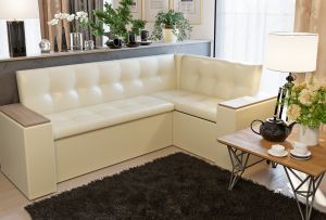 Γωνιακός καναπές στην κουζίνα - ένα βολικό και απαραίτητο πράγμα (24 φωτογραφίες)