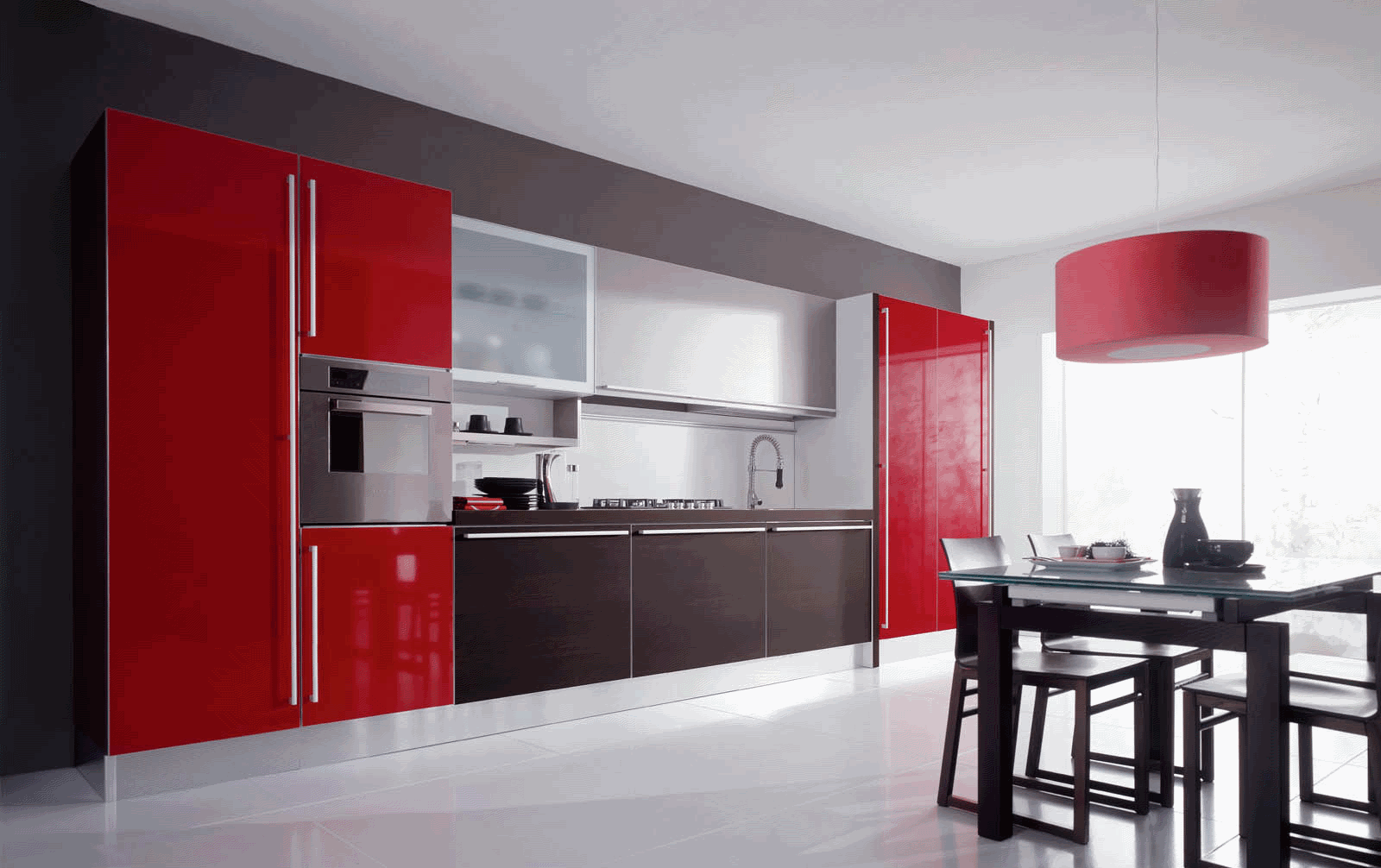 Art-nouveau rødbrunt kjøkken