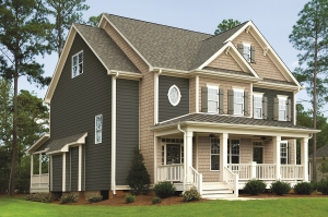 Vinyl Siding Block House unter einem Baumstamm Timber Tree How to