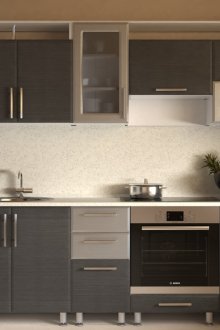 Μικρή σκούρα γκρίζα κουζίνα wenge