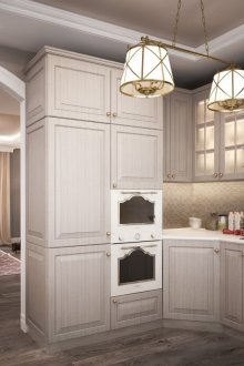 Συνδυασμένη γκρίζα κουζίνα στο σπίτι