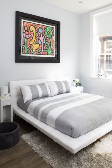 Μοντέρνο λευκό δερματικό κρεβάτι