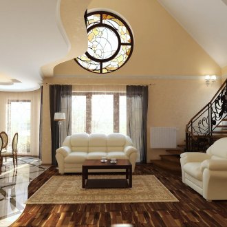 Μπεζ, λευκό και καφέ στο συνδυασμένο σαλόνι στο γαλλικό στιλ