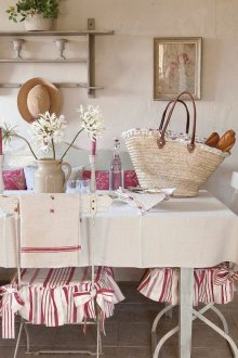 Λευκό και ροζ γαλλικό στυλ Τραπεζαρία