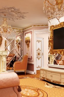 Οπίσθια πάνελ στο εσωτερικό του σαλόνι σε κλασικό στυλ