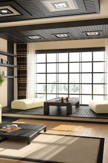 Ιαπωνικό στιλ μπεζ και μαύρο σαλόνι