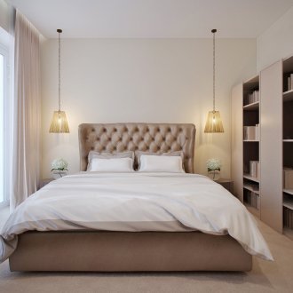 Μπεζ και λευκή κρεβατοκάμαρα