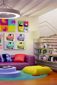 Pop στυλ εσωτερικό καθιστικό δωμάτιο