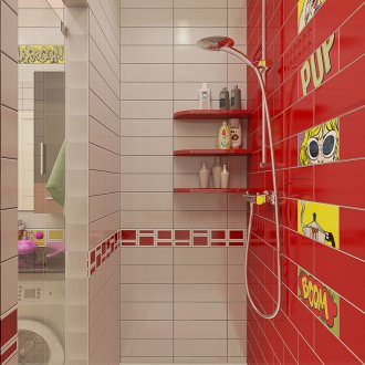 Κόκκινο και λευκό ποπ λουτρό τέχνης