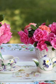 Ρύθμιση πίνακα στον καθαρό αέρα για κατανάλωση τσαγιού