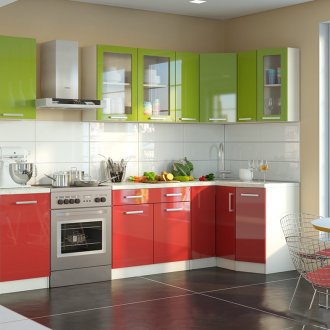 Μικρή κόκκινη-πράσινη κουζίνα