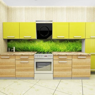 Το κίτρινο-πράσινο σχέδιο κουζίνας