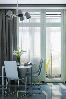 Γκρίζα πράσινη κουζίνα