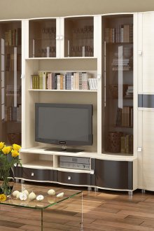 Κλασικό μπεζ και καφέ τοίχο στο σαλόνι