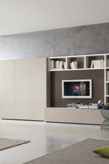 Μπεζ μοντέρνο τοίχο στο σαλόνι.