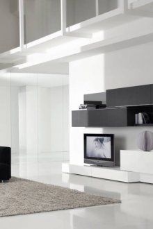 Ασπρόμαυρο καθιστικό με τοίχο