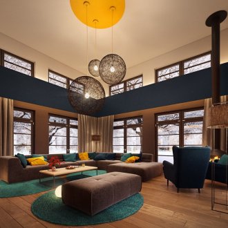 Μπεζ τοίχους στο σαλόνι Art Nouveau