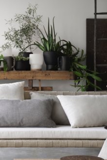 Σαλόνι με οικολογικό στιλ με ξύλινο καναπέ