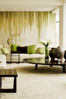 Καθιστικό σε πράσινο και μπεζ χρώμα