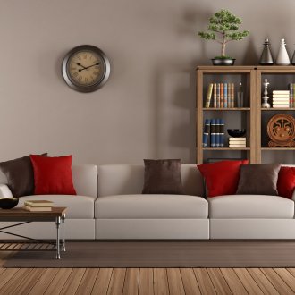 Διακριτικό εσωτερικό με διακοσμητικό καναπέ σε σχήμα μαξιλαριού