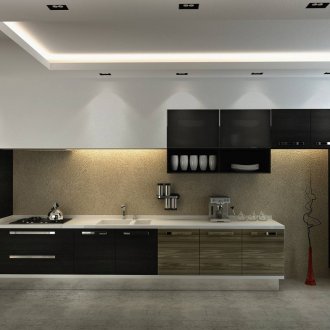 Μαύρο χρώμα στο εσωτερικό της κουζίνας