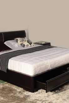 Μαύρο κομψό κρεβάτι με συρτάρια