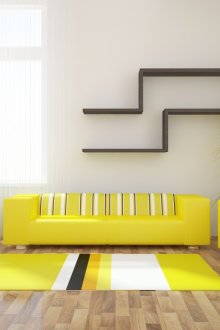 Λευκό, μαύρο και κίτρινο χρώμα στο εσωτερικό του καθιστικού