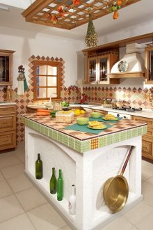 Κουζίνα με ένα νησί σε ρωσικό στιλ