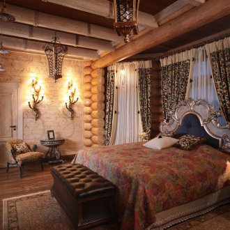 Ευρύχωρο υπνοδωμάτιο σε ρωσικό στιλ