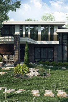 Κομψή υάλωση ενός εξοχικού σπιτιού