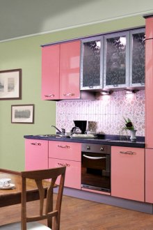 Μαύρο και ροζ σετ κουζίνας