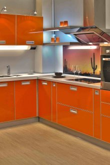 Γωνιά πορτοκαλί σετ κουζίνας