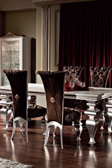 Ασημί-καφέ art deco έπιπλα τραπεζαρίας