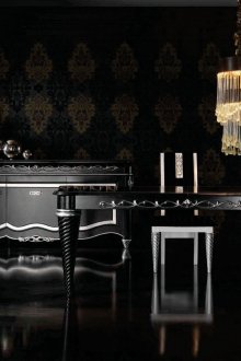 Ασημί-μαύρο art deco έπιπλα τραπεζαρίας