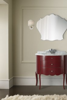 Κόκκινο και λευκό ντουλάπι art deco στο μπάνιο