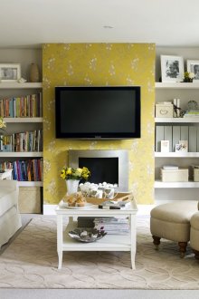 Παστέλ κίτρινο τοίχο στο σαλόνι
