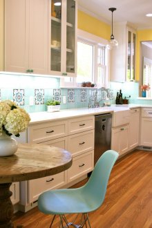 Κίτρινο-μπλε τοίχους στην κουζίνα