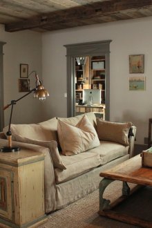 Μπεζ και γκρι στυλ εξοχικό σαλόνι έπιπλα