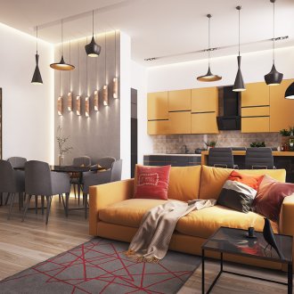 Μικρό κίτρινο χρώμα στο σαλόνι