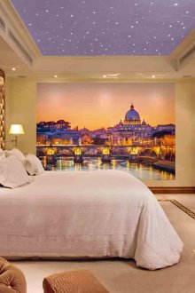 Τοίχος τοιχοποιίας σε λιλά-χρυσές αποχρώσεις στο υπνοδωμάτιο