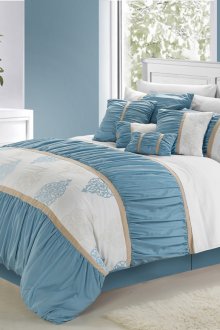 Μπλε και άσπρο εσωτερικό υπνοδωμάτιο