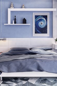 Μπλε προφορά σε μοντέρνο υπνοδωμάτιο