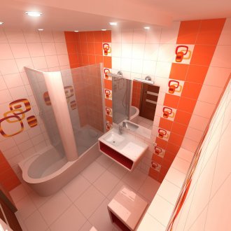 Ο συνδυασμός του πορτοκαλί και του λευκού στο μπάνιο