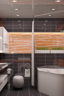 Πορτοκαλί, ασπρόμαυρα χρώματα στο μπάνιο