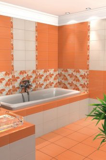 Σχεδιασμός πορτοκαλί και λευκού μπάνιου