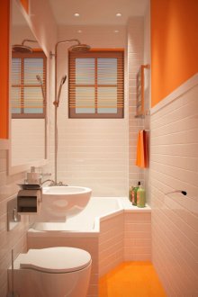 Πορτοκαλί λεπτομέρειες στο εσωτερικό του μπάνιου