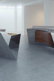 Η έννοια των σύγχρονων έπιπλα κουζίνας υψηλής τεχνολογίας