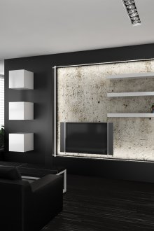 Ασπρόμαυρο μικρό καθιστικό υψηλής τεχνολογίας