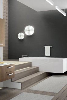 Καφέ και λευκά έπιπλα μπάνιου υψηλής τεχνολογίας